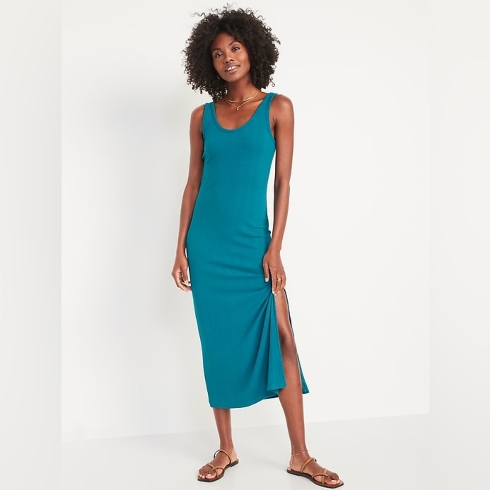Old Navy Sleeveless Rib-Knit Midi Dress - Teal
